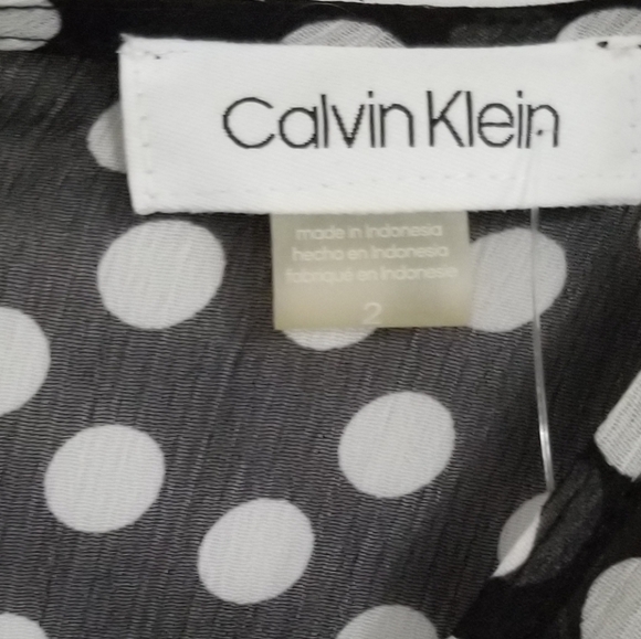 NWT Calvin Klein Black White Polka Dot Maxi Dress Size 2 - Picture 8 of 10